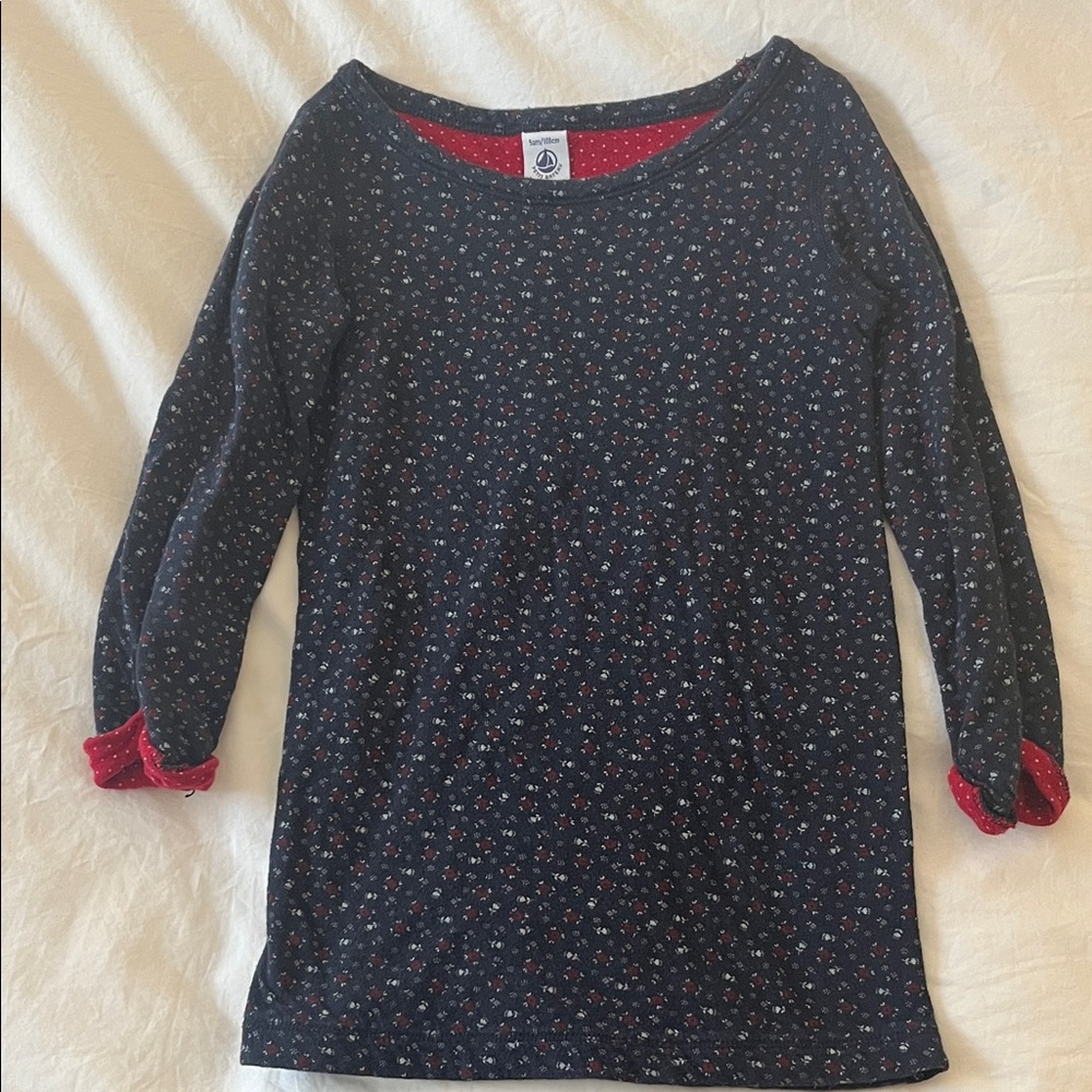 Petit Bateau Navy Floral Long Sleeve Tunic Dress/Top